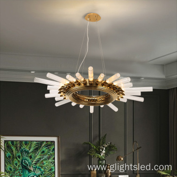 Hotel Villa Round Glass Led Chandelier Pendant Light